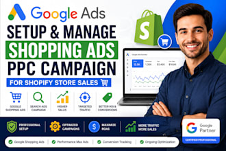 set up google ads marketing shopping ads ppc campaign for shopify store sales
