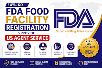 do fda food facility registration and provide US agent service