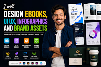 design ebooks, UI UX, infographics and brand assets