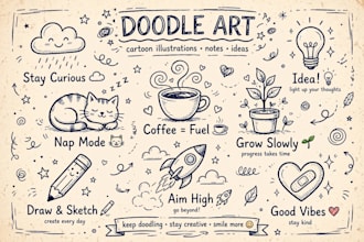 do kawaii doodle illustration custom doodle art