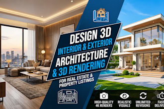 design 3d interior and exterior architecture and 3d rendering for real estate