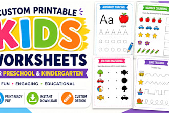 design custom printable worksheets for preschool and kindergarten kids