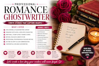 ghostwrite your contemporary, dark, or steamy romance novel