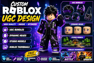 design roblox ugc bundles, dynamic heads, studio models and thumbnails