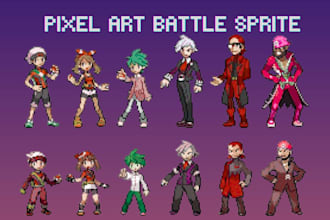 create pixel art character, battle sprite, overworld sprite, sprite sheet, asset