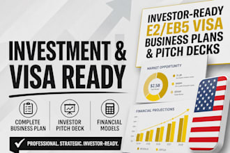 write e2 eb5 visa business plan and investor pitch deck,green card,uscis,visa