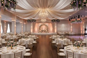 design 3d wedding venue concept, outdoor event, banquet design rendering