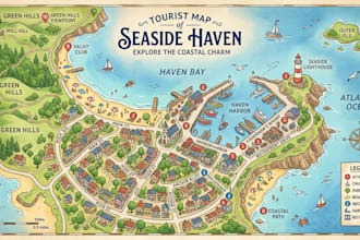 create illustrated map, tourist map, event map, campus map and custom map