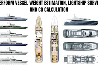 perform vessel weight estimation, lightship survey, and cg calculations