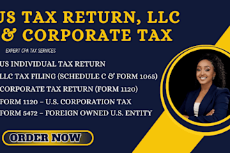 do US tax return, llc tax filing, corporate tax, form 1120, 5472 as US CPA