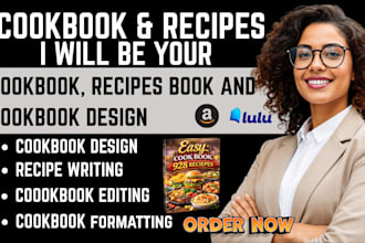 write cookbook, recipes, recipe book, cookbook design, cookbook formatting