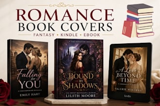 design romance book cover or kindle ebook cover