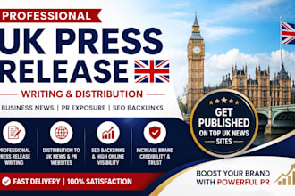 write and distribute UK press releases for business news PR exposure SEO back
