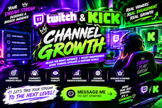 do twitch kick channel promotion for real audience to reach affiliate or partner