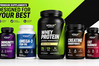 create rocktomic, supliful, vox nutrition supplement label design