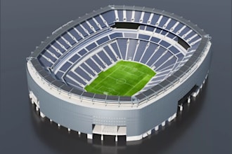 design 3d stadium, sports complex, gaming arena and realistic rendering