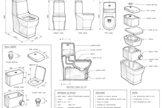 design portable toilet products with 3d cad and realistic rendering