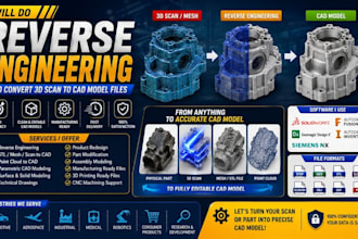 do reverse engineering and convert 3d scan to cad model files