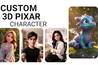 design a custom 3d pixar style cartoon character or ai avatar