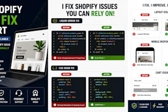 fix shopify bugs, theme issues, liquid errors and responsive design