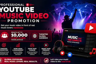 offer professional promotion for youtube music videos, tiktok video promotion