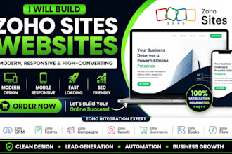 build zoho sites website zoho crm setup and zoho commerce landing page design