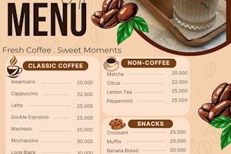 design premium coffee shop menu