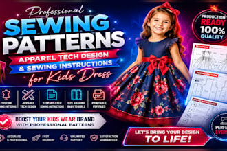 do sewing patterns, apparel tech design and sewing instructions for kids dress