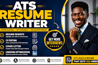 write, rewrite and edit ats resume, CV, cover letter, linkedin