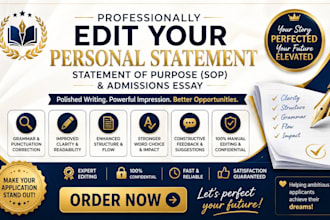 edit personal statement, statement of purpose sop and admissions essay