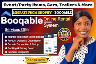 set up booqable rental website, migrate from shopify, booqable rental management