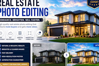 professionally edit real estate photos with hdr enhancement and sky replacement