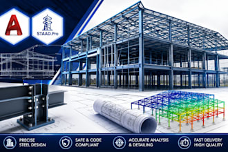 design steel structure and steel building using autocad and staad pro