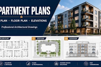 prepare apartment plans, site plans, floor plan, elevation, architectural plans