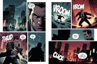 create comic page, panel, comic book illustration, graphic novel manga cover art