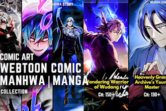 draw anime manga cover art shonen seine manhwa webtoon light novel graphic novel