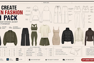 create women fashion tech pack for streetwear hoodie jacket pants and activewear