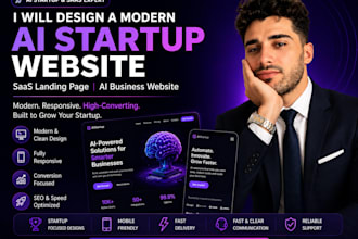 design a modern ai startup website, saas landing page, or ai business website