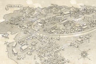 create a hand drawn map with realistic depth and perspective