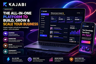 design kajabi website, landing page, sales funnel, online course and automation