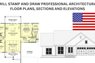 stamp draw professional drawings architectural floor plan sections and elevation