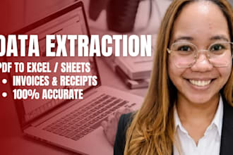 extract and organize data from PDF, invoices, and receipts to excel
