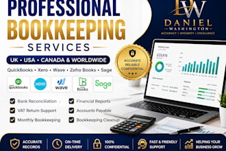 do UK, USA bookkeeping in quickbooks, xero, wave and zoho books
