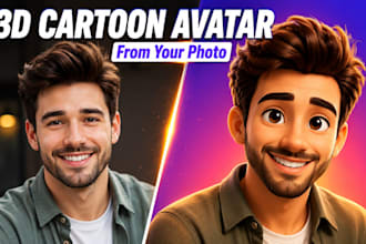 design pixar style 3d cartoon avatar for your brand or channel