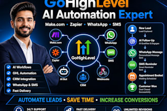gohighlevel ai automation expert ghl workflow makecom zapier whatsapp SMS