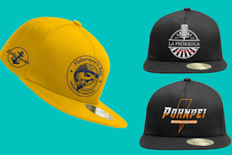 design front, side and back cap hat artwork and mockup