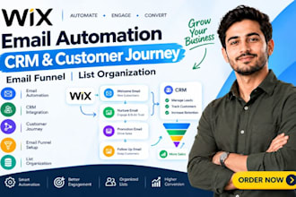 build wix email automation CRM customer journey email funnel list organization