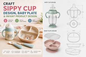 craft sippy cup design, baby plate design, infant product design