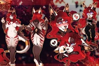 draw detailed furry art character design furry ref sheet furry commission oc