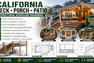 design california deck plan porch and patio layouts structural staircase drawing